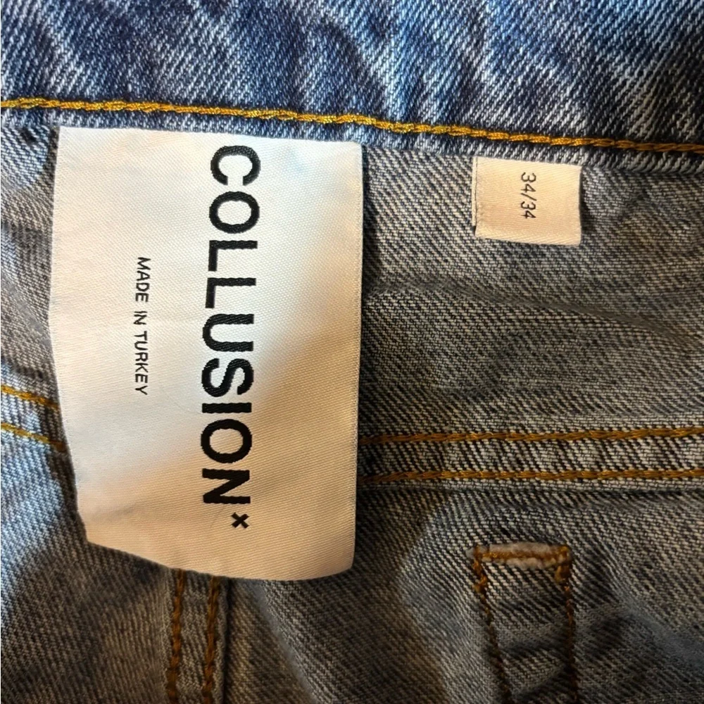 Collusion Relaxed Tapered Jeans Men’s 34x34 Blue Cotton High Waist Streetwear